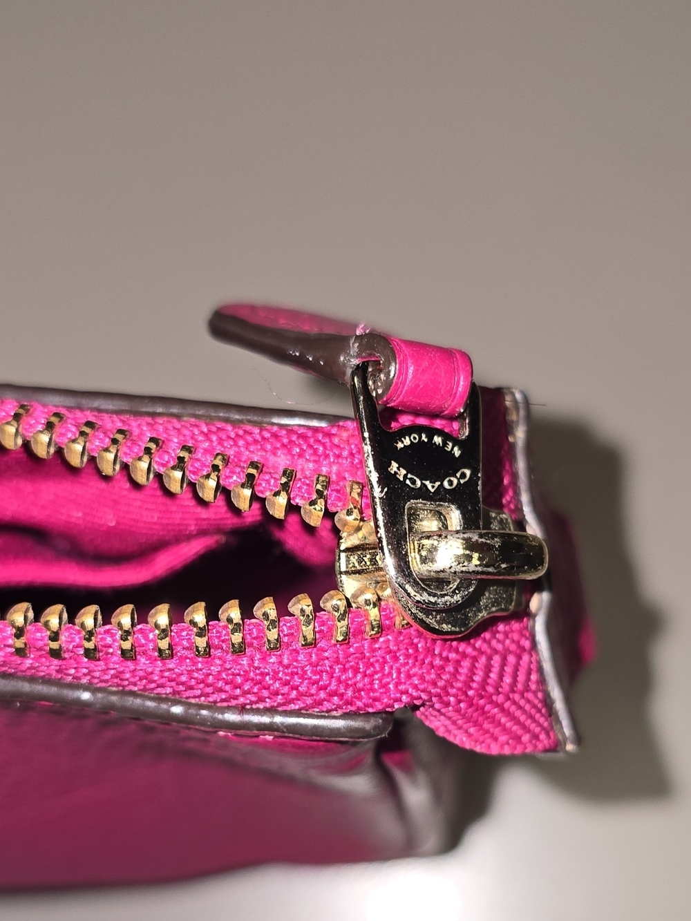 Coach Pink Fuchsia Pebbled Leather Mini Shoulder Bag Gold Chain F53340 - Picture 4 of 16